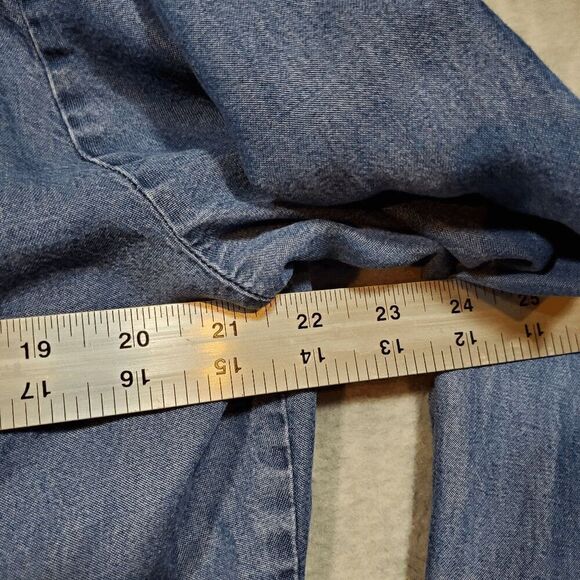 Soft Surroundings Shirt Womens Blue Denim Tencel Metal Closure Chambray Collared - Picture 4 of 10